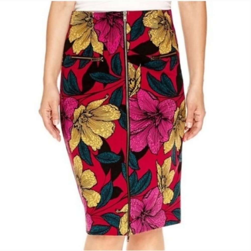 Worthington Floral Front Zipper Pencil Skirt | 4P